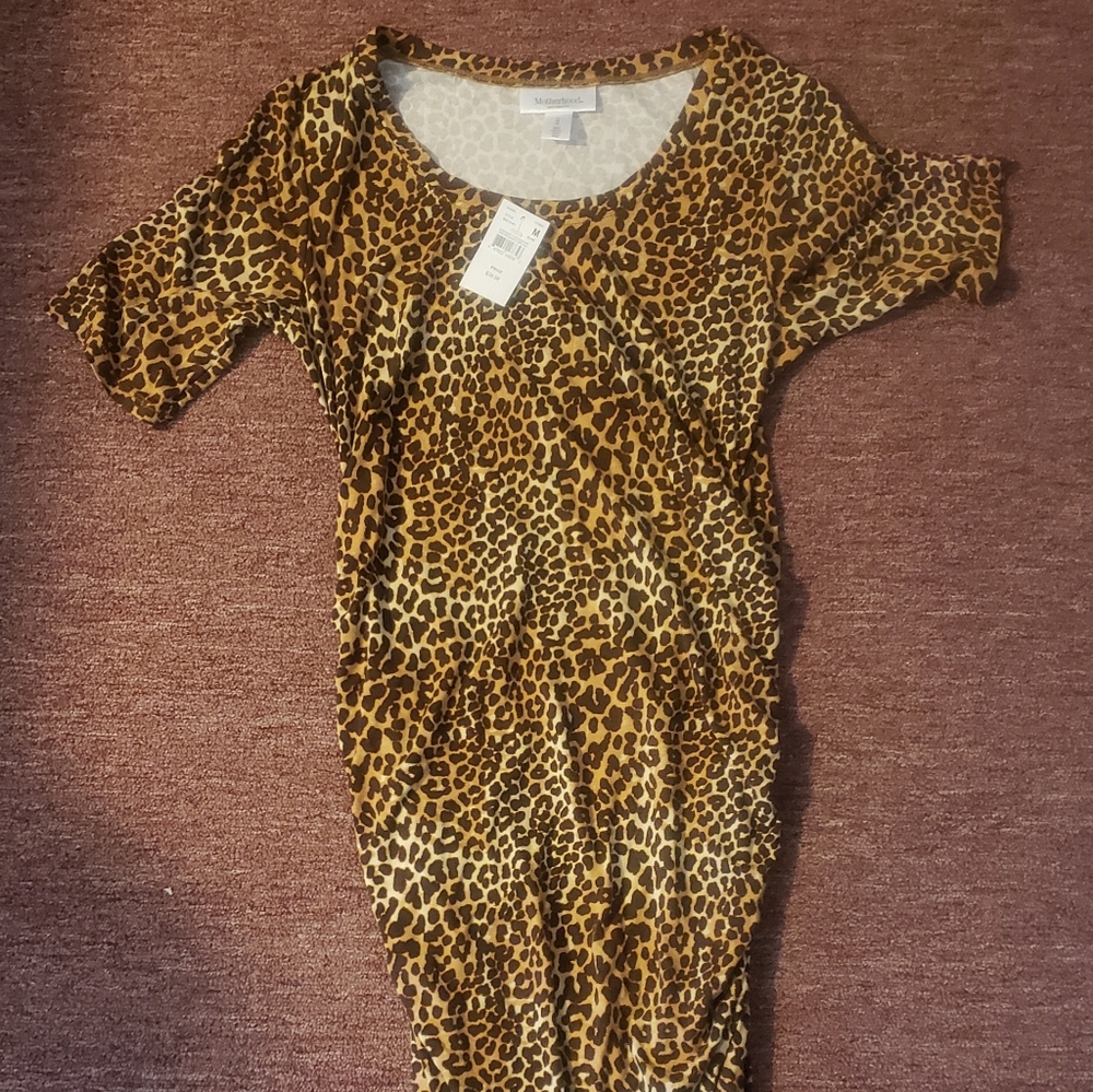 Motherhood-Leopard print bodycon maternity dress
